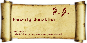 Hanzely Jusztina névjegykártya